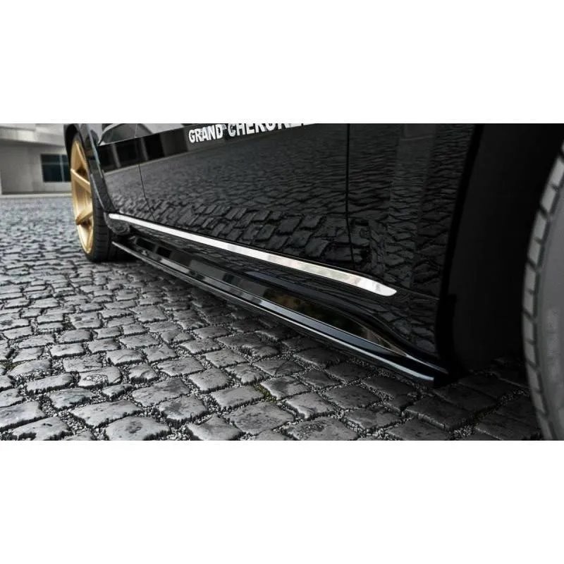 Maxton - RAJOUTS DES BAS DE CAISSE POUR Jeep Grand Cherokee WK2 Summit (APRES FACELIFT) Noir Brillant