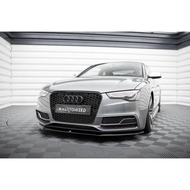 Maxton - Lame Du Pare-Chocs Avant V.1 Audi S5/A5 S-Line 8T Facelift Noir Brillant
