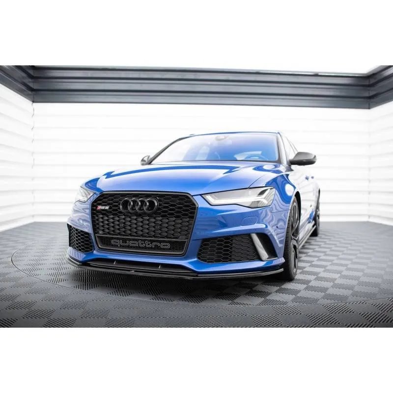 Maxton - Lame Du Pare-Chocs Avant V.1 Audi RS6 C7 / C7 Facelift Noir Brillant