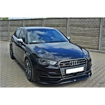 Maxton - Lame Du Pare-Chocs Avant Audi S3 / A3 S-Line 8v Hatchback / Sportback Noir Brillant