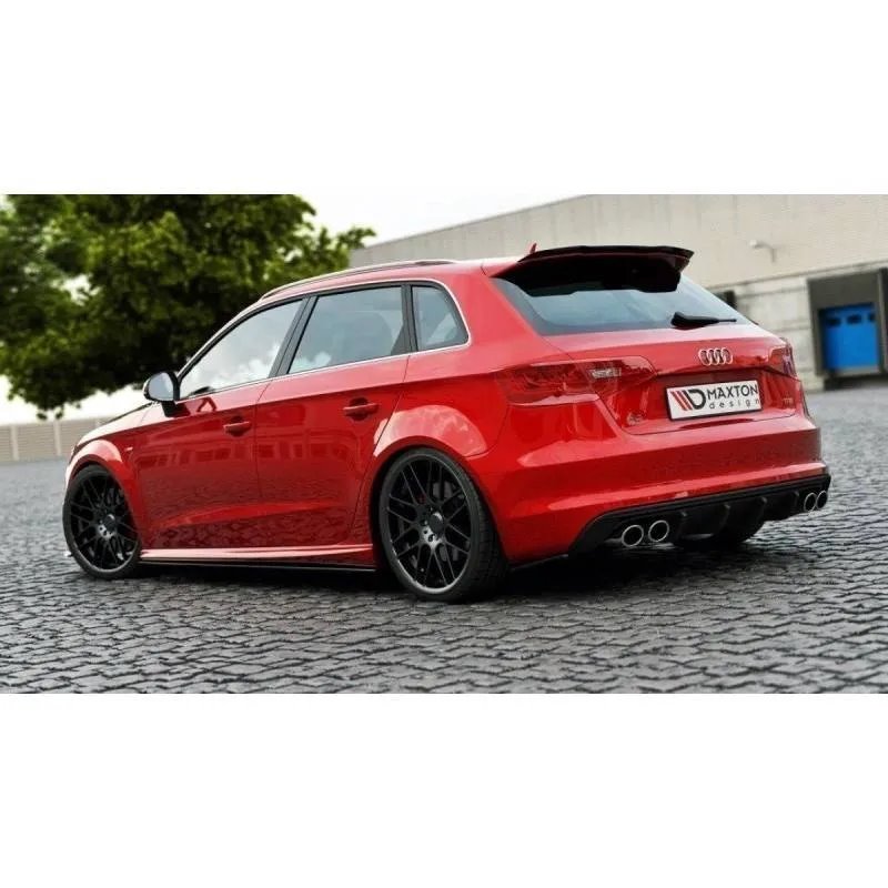 Maxton - Lame Du Pare Chocs Arriere Audi S3 / A3 S-Line 8V Hatchback / Sportback Noir Brillant