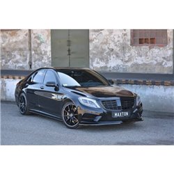 Maxton - LAME DU PARE-CHOCS AVANT / SPLITTER V.1 MERCEDES-BENZ S-CLASS AMG-LINE W222 Noir Brillant