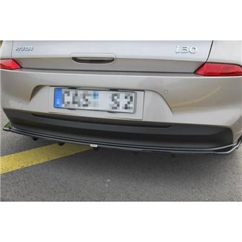 Maxton - Arriere Splitter (AVEC UNE BARRE VERTICALE) HYUNDAI I30 MK3 HATCHBACK Noir Brillant