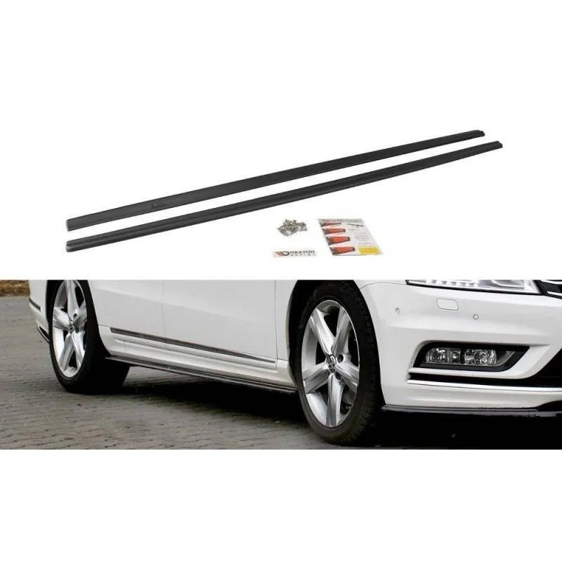 Maxton - RAJOUTS DES BAS DE CAISSE POUR Volkswagen Passat R-Line B7 Noir Brillant