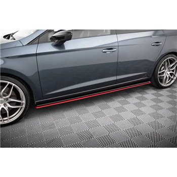 Maxton - RAJOUTS DES BAS DE CAISSE POUR v.1 Seat Leon Mk3 Cupra/ FR Facelift Noir Brillant + Rouge