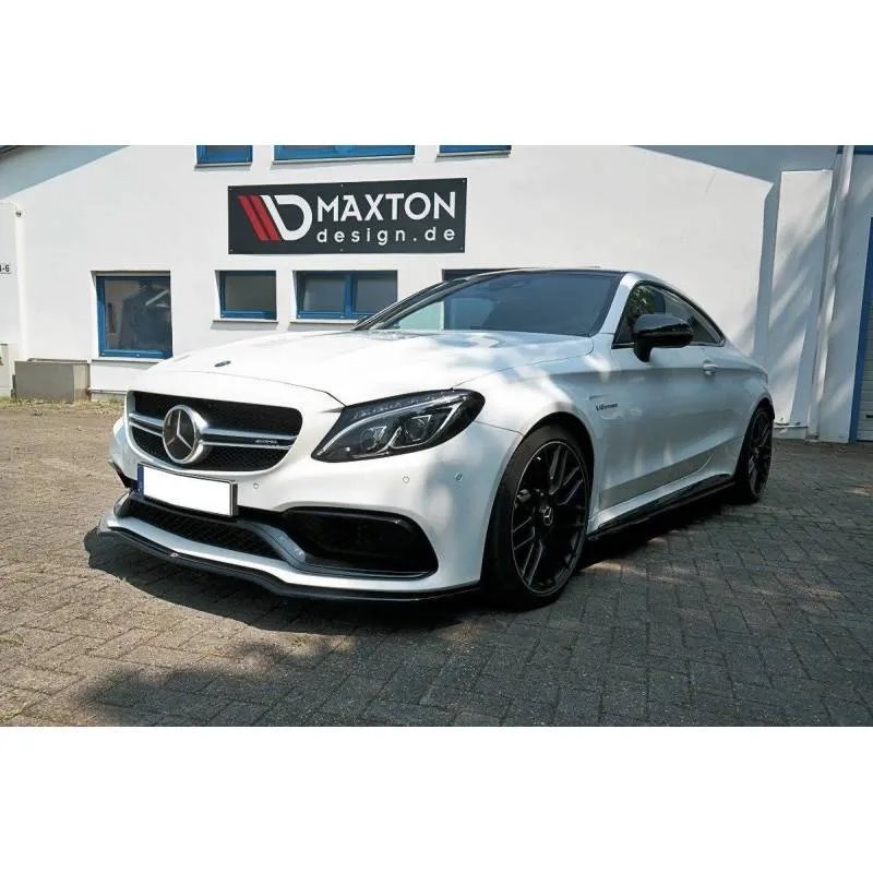 Maxton - LAME DU PARE-CHOCS AVANT V.1 Mercedes C-Class C205 63AMG Coupe Noir Brillant