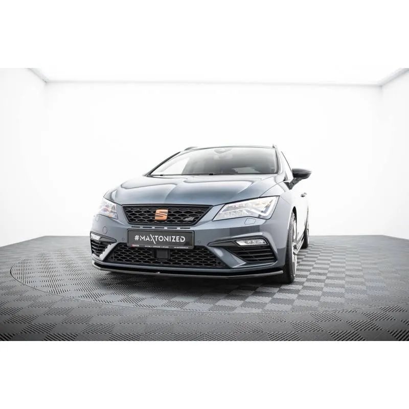 Maxton - Lame Du Pare-Chocs Avant V.1 Seat Leon Cupra / FR Mk3 FL Noir Brillant