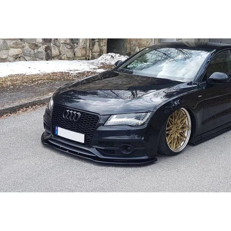 Maxton - Lame Du Pare-Chocs Avant V.2 Audi S7 / A7 S-Line C7 Noir Brillant
