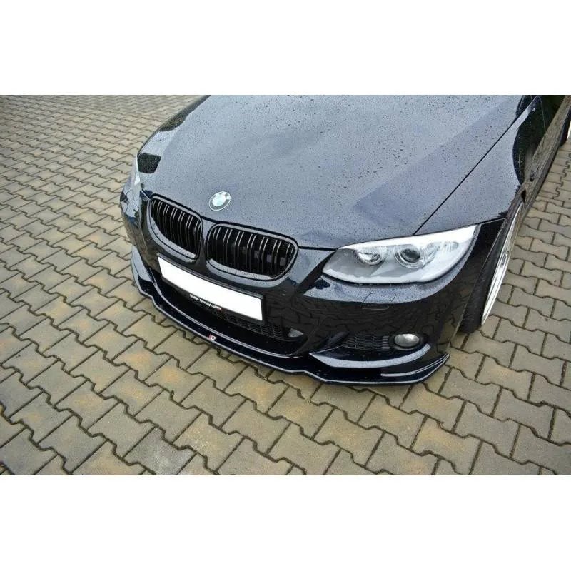 Maxton - LAME DU PARE-CHOCS AVANT V.2 BMW 3 E92 M-PACK FACELIFT Noir Brillant