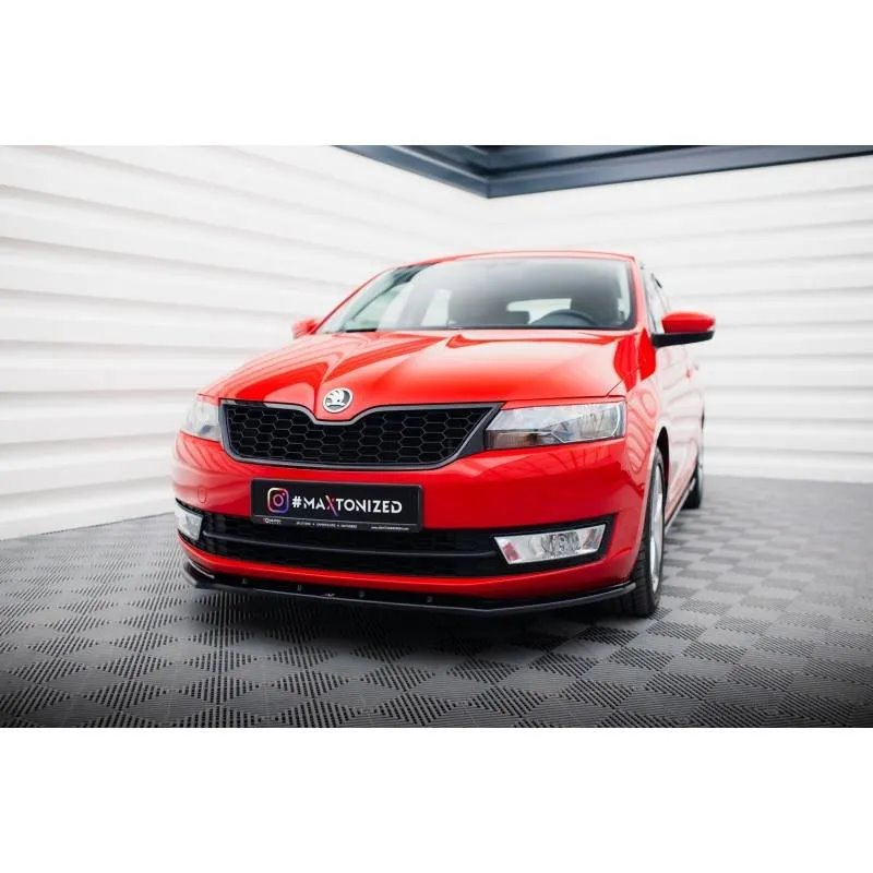 Maxton - Lame Du Pare-Chocs Avant V.2 Skoda Rapid Noir Brillant