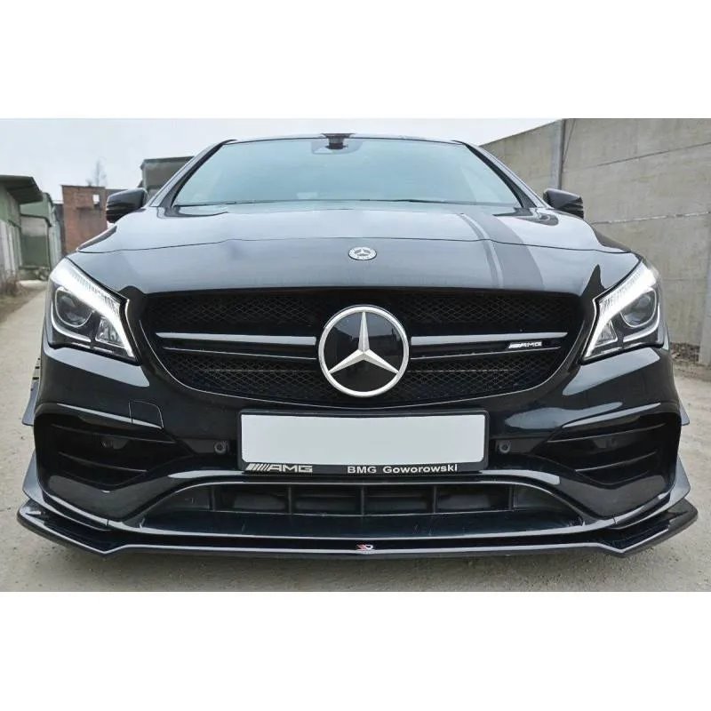 Maxton - LAME DU PARE-CHOCS AVANT V.2 Mercedes CLA A45 AMG C117 Facelift Noir Brillant