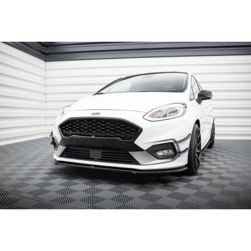 Maxton - Lame Du Pare-Chocs Avant V.2 Ford Fiesta Mk8 ST / ST-Line Noir Brillant