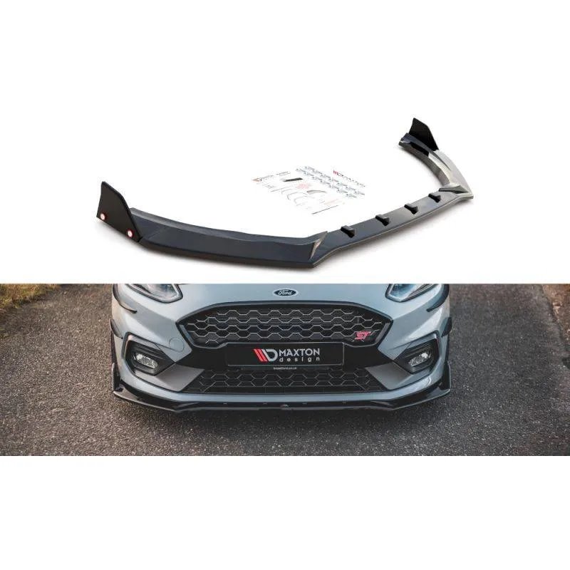 Maxton - Lame Du Pare-Chocs Avant V.4 + Ailerons Ford Fiesta ST / ST-Line Noir Brillant