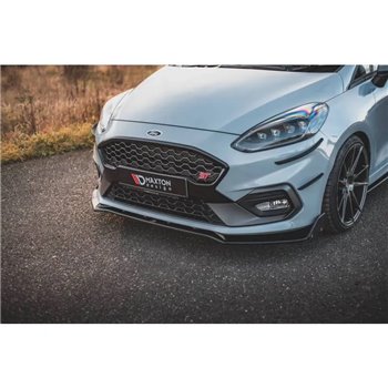 Maxton - Lame Du Pare-Chocs Avant V.4 + Ailerons Ford Fiesta ST / ST-Line Noir Brillant