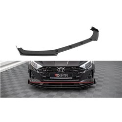 Maxton - Street Pro Lame Du Pare-Chocs Avant V.1 Hyundai I20 N Mk3 Noir-Rouge + Rabats Brillant