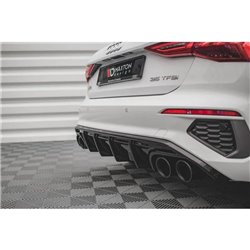 Maxton - Rajout Du Pare-Chocs Arriere + Faux Pot D'échappement Audi A3 S-Line Sportback 8Y Noir Brillant \ Noir
