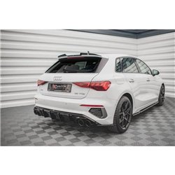 Maxton - Rajout Du Pare-Chocs Arriere + Faux Pot D'échappement Audi A3 S-Line Sportback 8Y Noir Brillant \ Noir