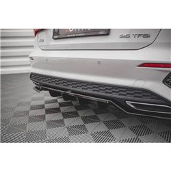 Maxton - Arriere Lame (avec une barre verticale) Audi A3 S-Line Sportback 8Y Noir Brillant