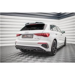 Maxton - Arriere Lame (avec une barre verticale) Audi A3 S-Line Sportback 8Y Noir Brillant