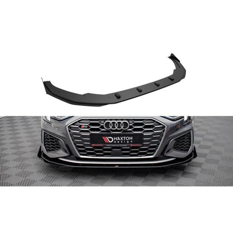 Maxton - Street Pro Lame Du Pare-Chocs Avant Audi S3 / A3 S-Line 8Y Noir-Rouge + Rabats Brillant
