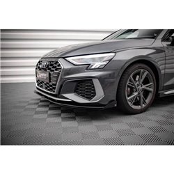 Maxton - Street Pro Lame Du Pare-Chocs Avant Audi S3 / A3 S-Line 8Y Noir-Rouge + Rabats Brillant