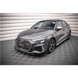 Maxton - Street Pro Lame Du Pare-Chocs Avant Audi S3 / A3 S-Line 8Y Noir-Rouge + Rabats Brillant
