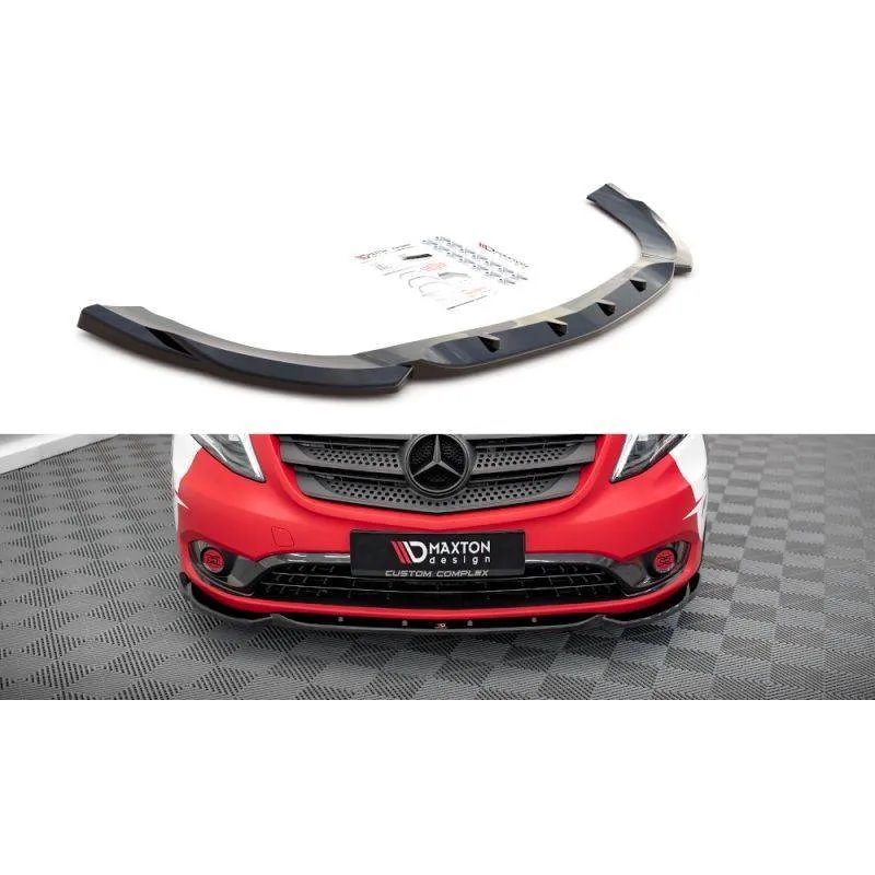 Maxton - Lame Du Pare-Chocs Avant V.1 Mercedes-Benz Vito W447 Facelift Noir Brillant