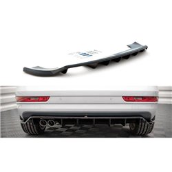 Maxton - Arriere Splitter (avec une barre verticale) Audi Q3 Sport 8U Facelift Noir Brillant