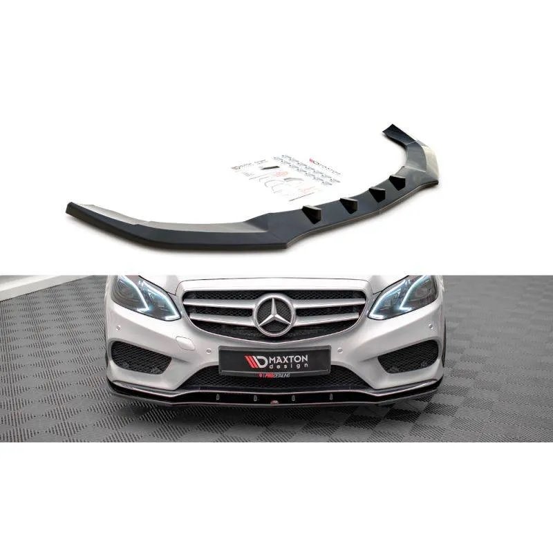 Maxton - Lame Du Pare-Chocs Avant V.1 Mercedes-Benz E AMG-Line Sedan W212 Facelift Noir Brillant