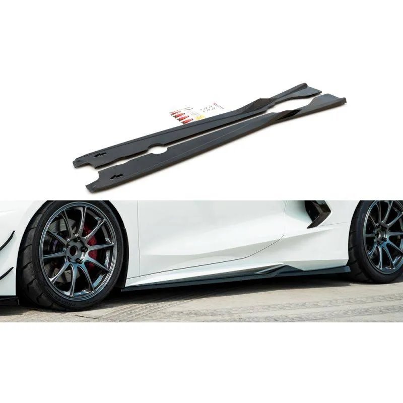 Maxton - Rajouts Des Bas De Caisse Chevrolet Corvette C8 Noir Brillant