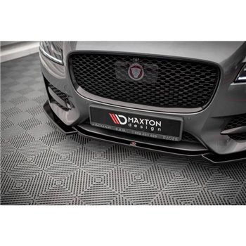 Maxton - Lame Du Pare-Chocs Avant V.1 Jaguar XF R-Sport Mk2 Noir Brillant