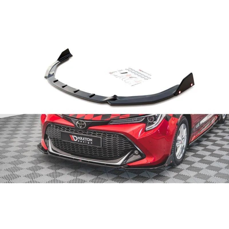 Maxton - Lame Du Pare-Chocs Avant V.1 + Ailerons Toyota Corolla GR Sport XII Noir Brillant