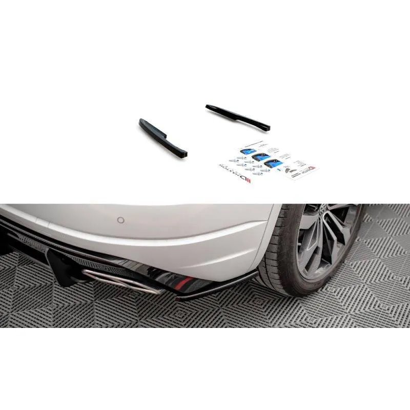 Maxton - Lames De Pare-Chocs Arrière Latérales Volkswagen Touareg R-line Mk3 Noir Brillant
