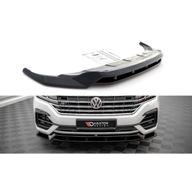 Maxton - Lame Du Pare-Chocs Avant Volkswagen Touareg R-Line Mk3 Noir Brillant