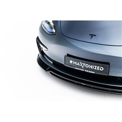 Maxton - Lame Du Pare-Chocs Avant V.3 Tesla Model 3 Noir Brillant