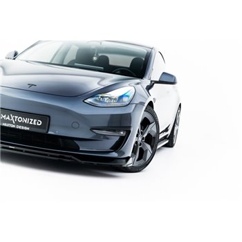 Maxton - Lame Du Pare-Chocs Avant V.3 Tesla Model 3 Noir Brillant