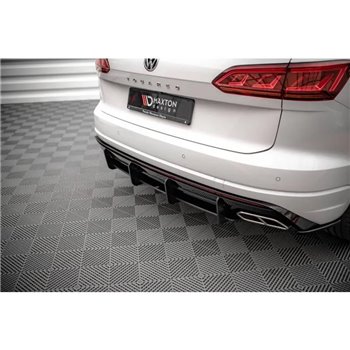 Maxton - Street Pro Central Diffuseur Arriere Volkswagen Touareg R-Line Mk3 Noir-Rouge