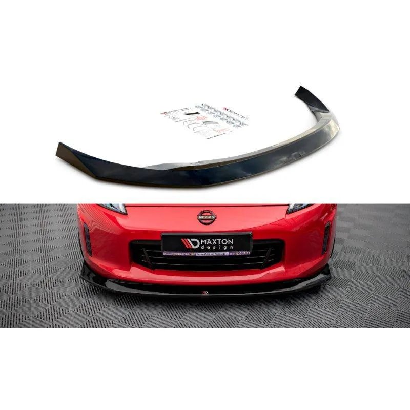 Maxton - Lame Du Pare-Chocs Avant V.1 Nissan 370Z Facelift Noir Brillant