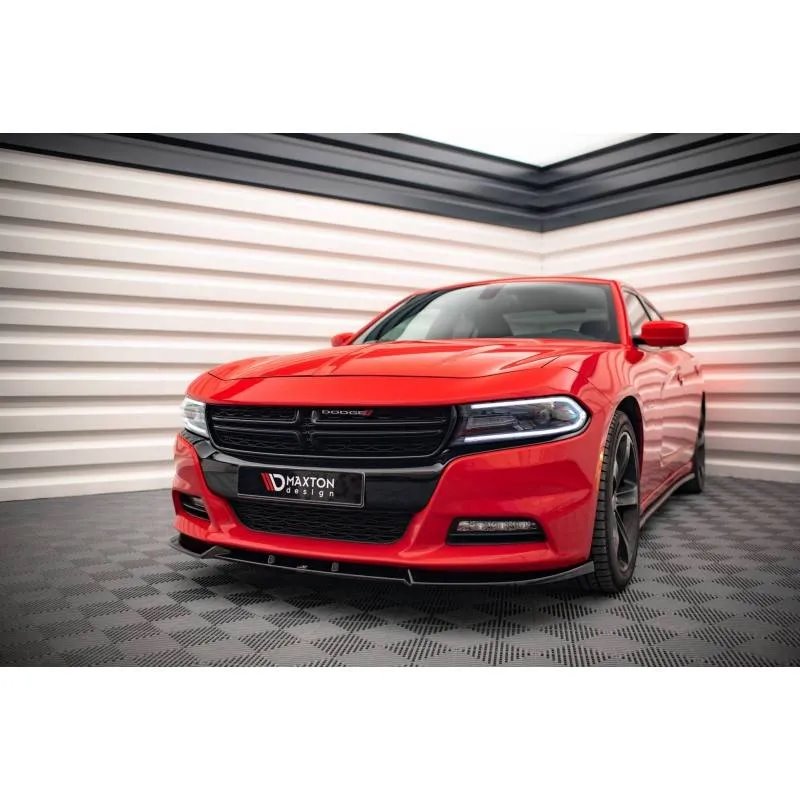 Maxton - Lame Du Pare-Chocs Avant V.1 Dodge Charger RT Mk7 Facelift Noir Brillant