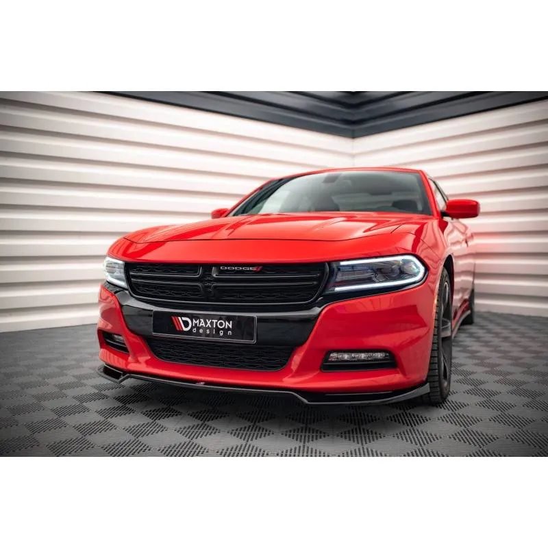 Maxton - Lame Du Pare-Chocs Avant V.2 Dodge Charger RT Mk7 Facelift Noir Brillant