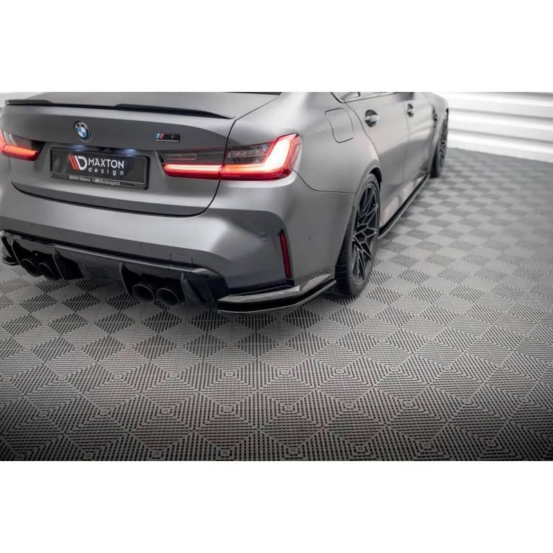 Maxton - Lames De Pare-Chocs Arrière Latérales V.1 BMW M3 Sedan / Touring G80 / G81 Noir Brillant