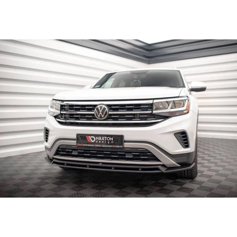 Maxton - Lame Du Pare-Chocs Avant V.2 Volkswagen Atlas Cross Sport Noir Brillant