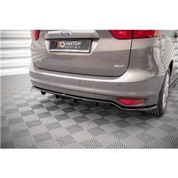 Maxton - Arriere Splitter (avec une barre verticale) Ford C-Max Mk2 Noir Brillant
