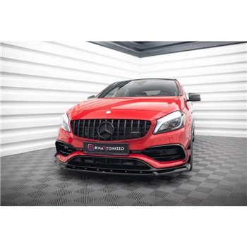 Maxton - Lame Du Pare-Chocs Avant V.1 Mercedes-Benz A45 Aero W176 Facelift Noir Brillant