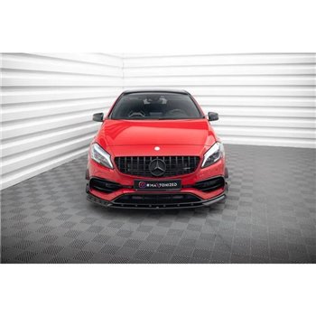 Maxton - Lame Du Pare-Chocs Avant V.1 Mercedes-Benz A45 Aero W176 Facelift Noir Brillant