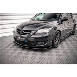 Maxton - Street Pro Lame Du Pare-Chocs Avant V.1 Mazda 3 MPS Mk1 Noir-Rouge + Rabats Brillant