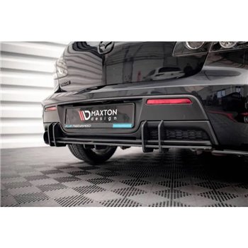 Maxton - Street Pro Central Diffuseur Arriere Mazda 3 MPS Mk1 Version américaine Noir-Rouge