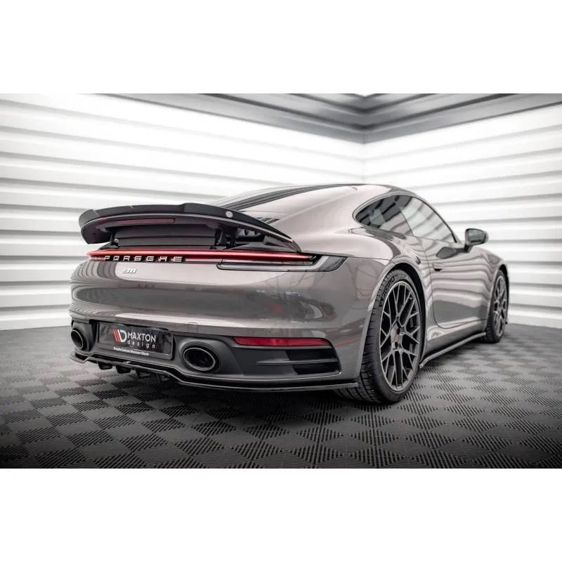 Maxton - Arriere Splitter (avec une barre verticale) Porsche 911 Carrera 4S 992 Noir Brillant