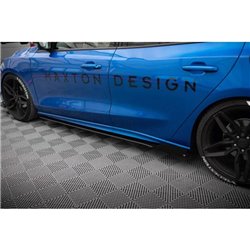 Maxton - Street Pro Rajouts Des Bas De Caisse Ford Focus ST / ST-Line Mk4 Noir-Rouge + Rabats Brillant