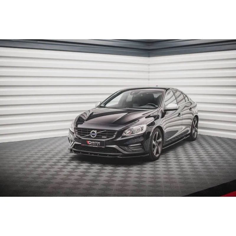 Maxton - Lame Du Pare-Chocs Avant V.2 Volvo S60 R-Design Mk2 Facelift Noir Brillant
